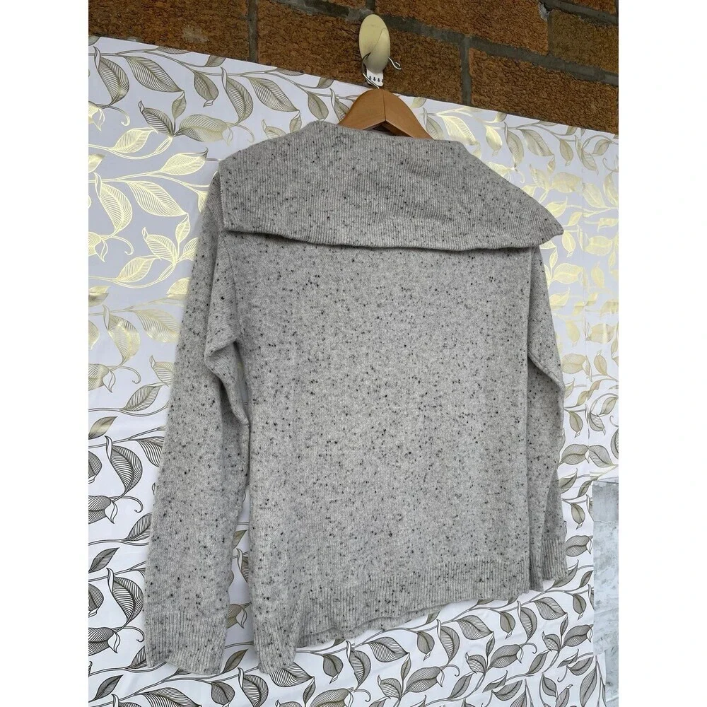 BRODIE 100% Cashmere Donegal Speckled Sweater | Light Academia Half Zip XS